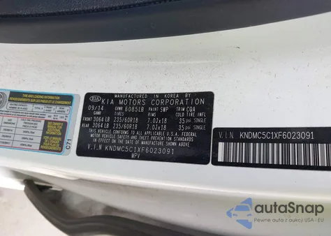 2015 Kia Sedona Ex z USA, uszkodzony, nr VIN KNDMC5C1XF6023091